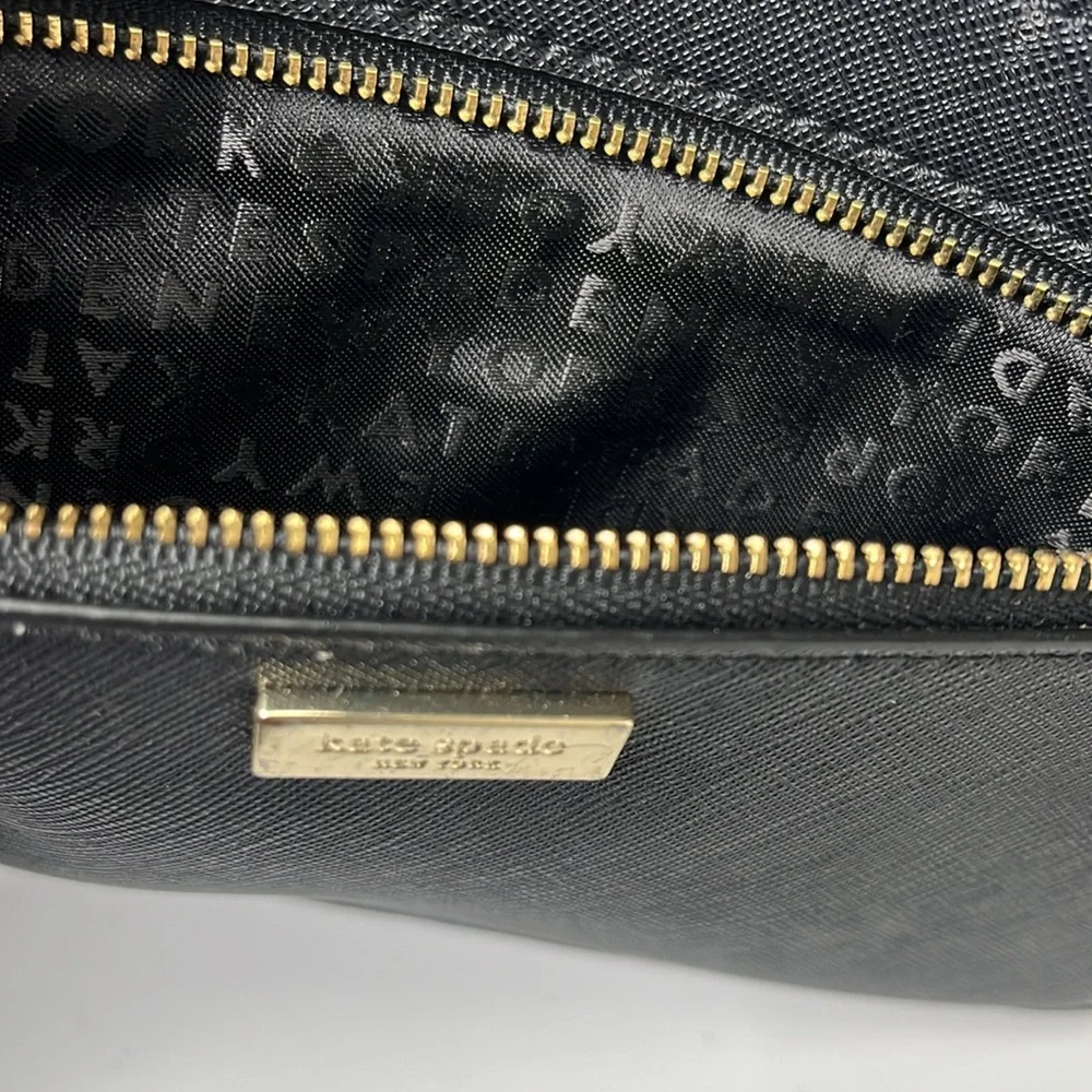 Kate Spade Black 2 Zip Pockets Wristlet 4 CC Slots inside EUC Laurel Way Tinie - Picture 6 of 7